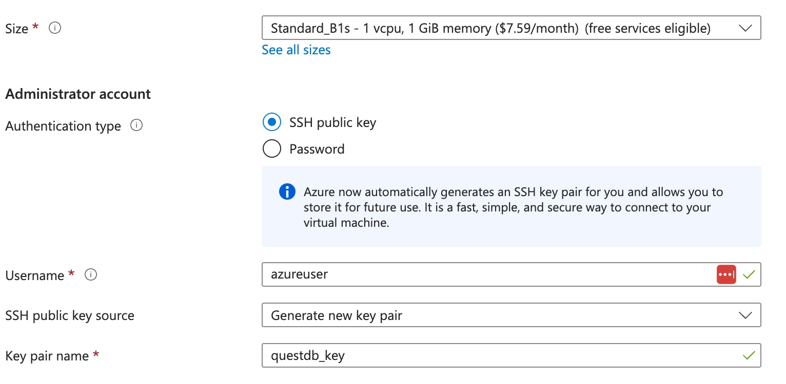 The Create Instance dialog on Microsoft Azure, continued